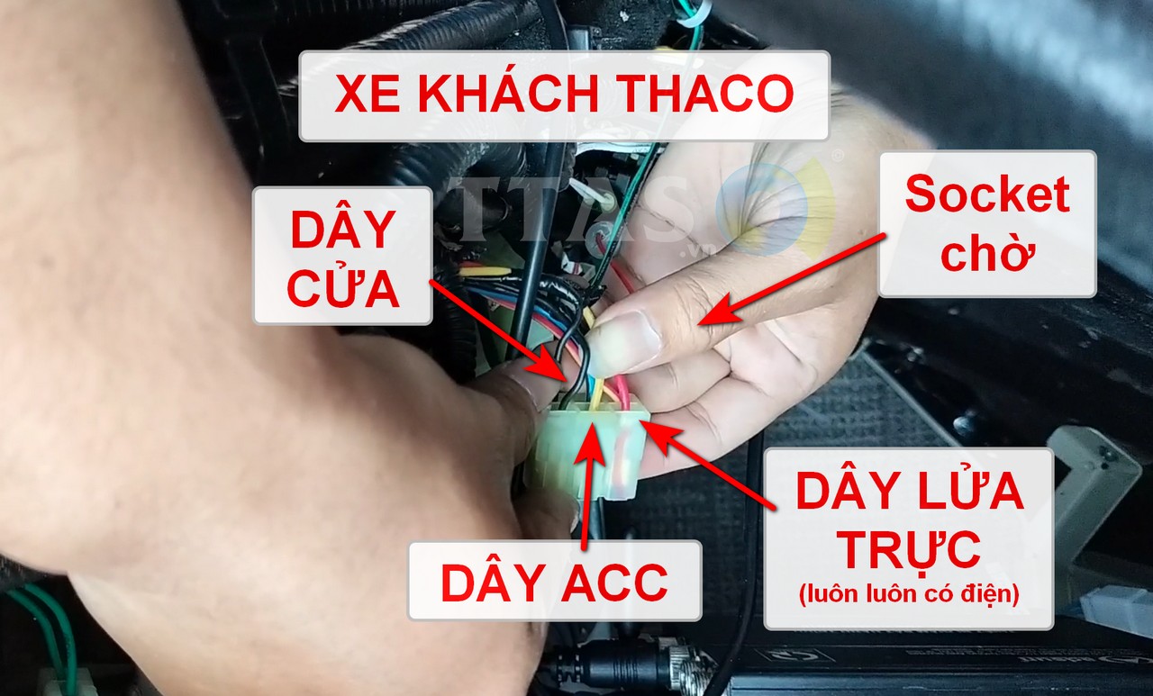 Đầu nối dây điện ACC, dây lửa trực và dây cửa trên xe khách Thaco